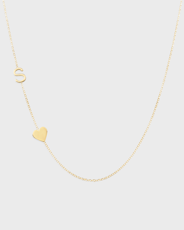 Personalized Mini One-Letter & Heart Pendant Necklace