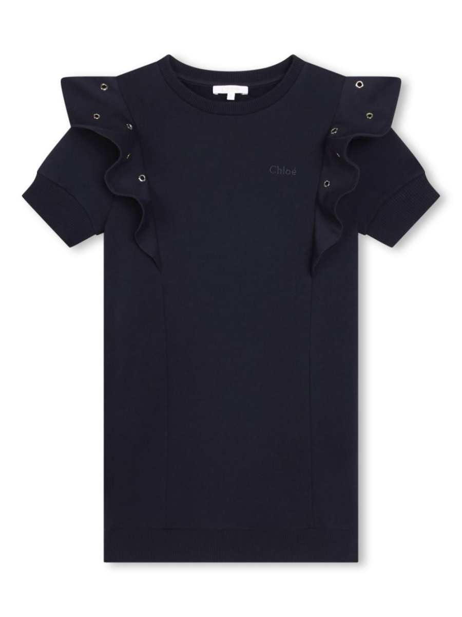 eyelet-detail organic cotton dress