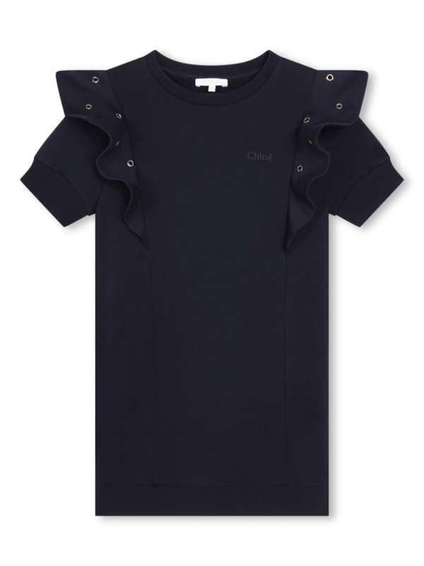 eyelet-detail organic cotton dress