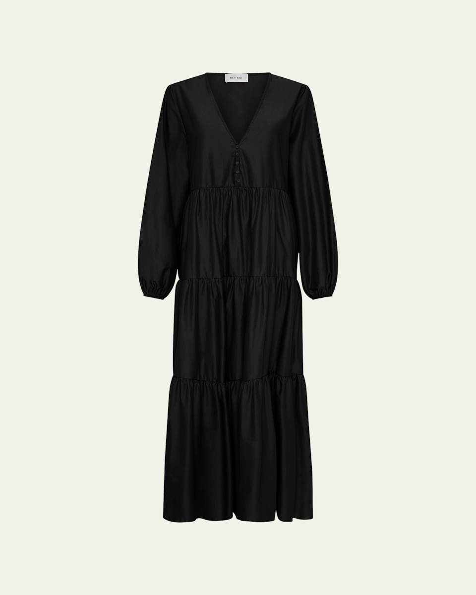 Long-Sleeve Plunge Dress