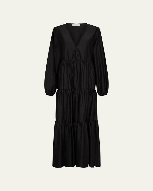 Long-Sleeve Plunge Dress