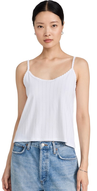 perfectwhitetee Sabrina Pointelle Tank White