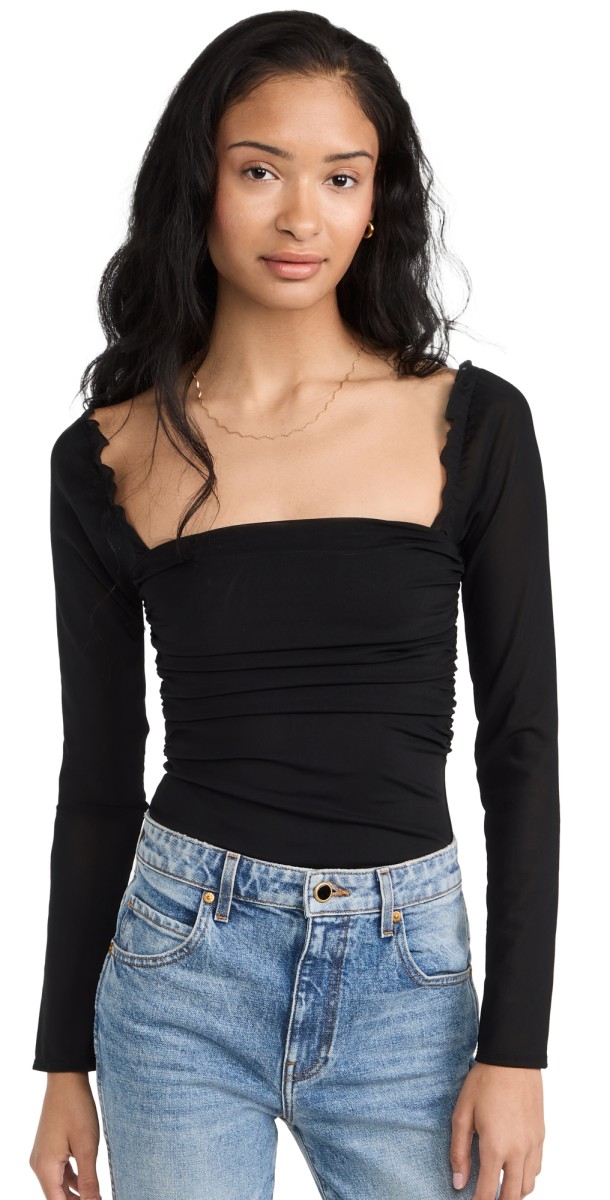 Ambitionist Fancy Thong Bodysuit Black