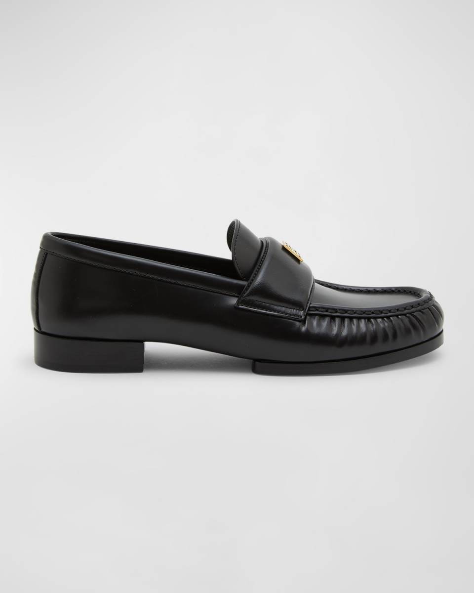 Lambskin Leather Logo Loafers