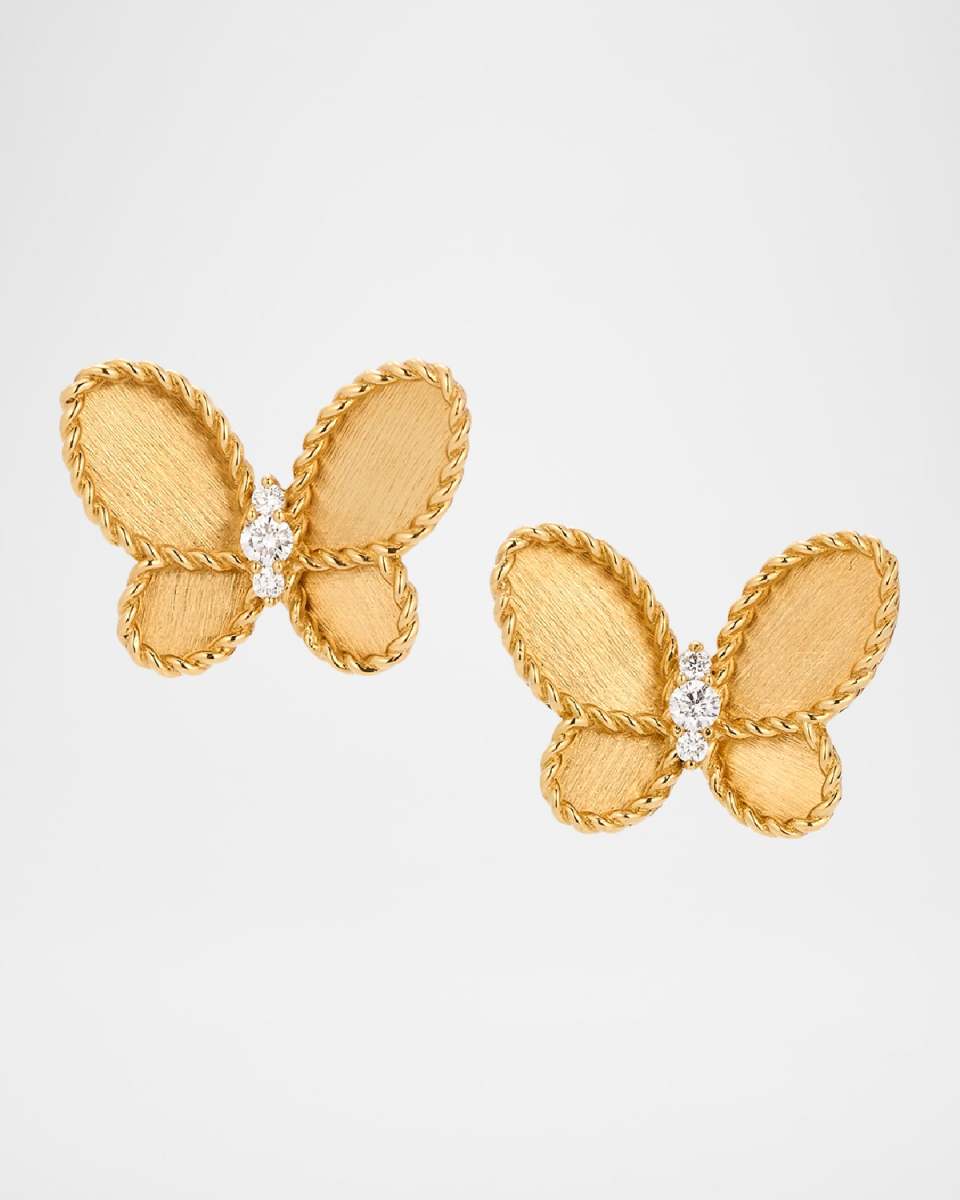 Jasmine 18K Yellow Gold Diamond Butterfly Earrings