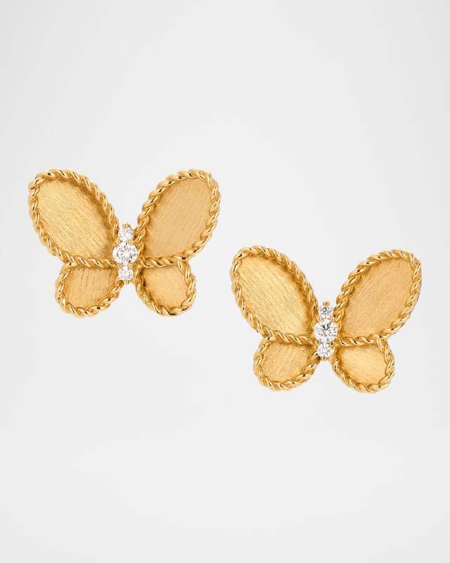 Jasmine 18K Yellow Gold Diamond Butterfly Earrings