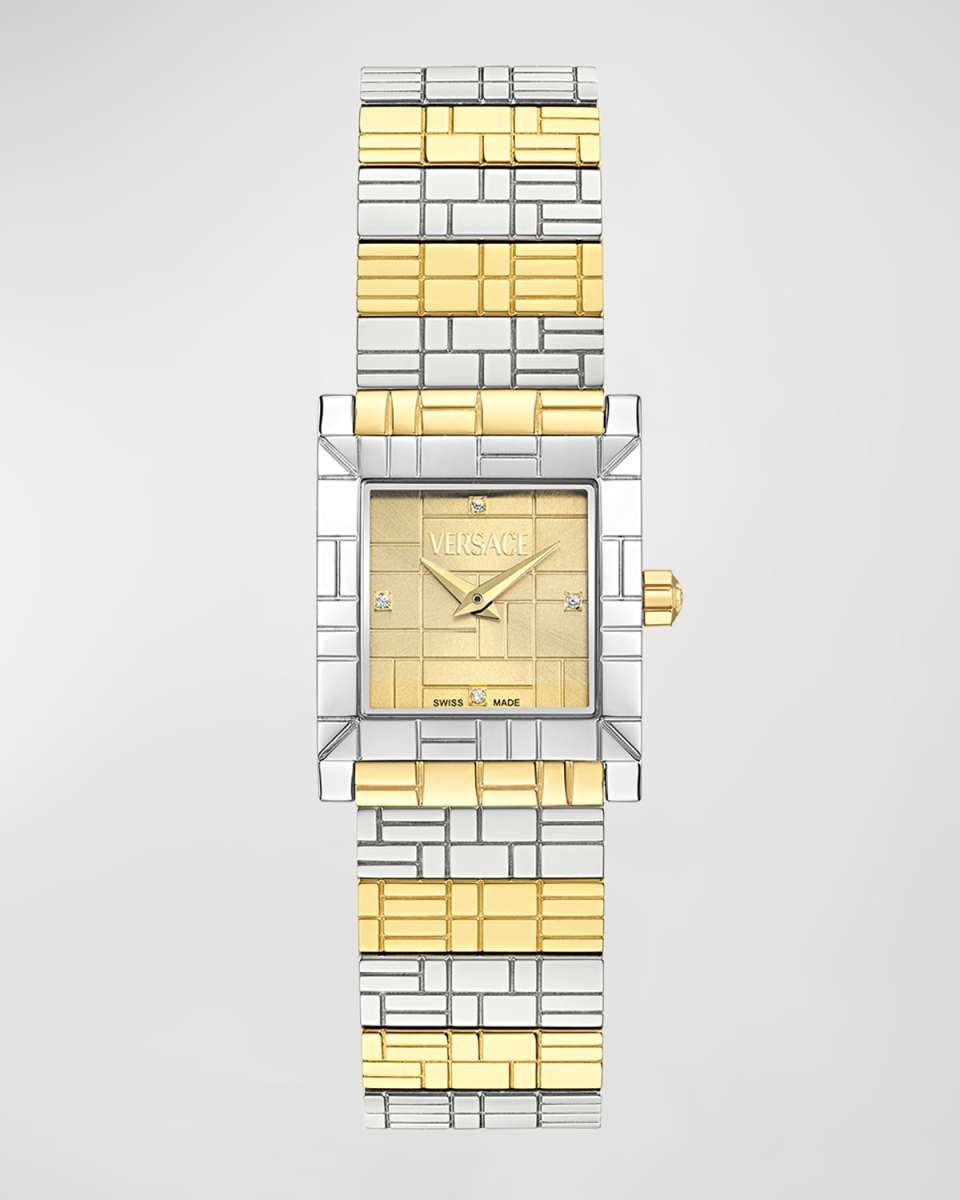 22mm Versace Mosaic Watch with Bracelet Strap, Two Tone