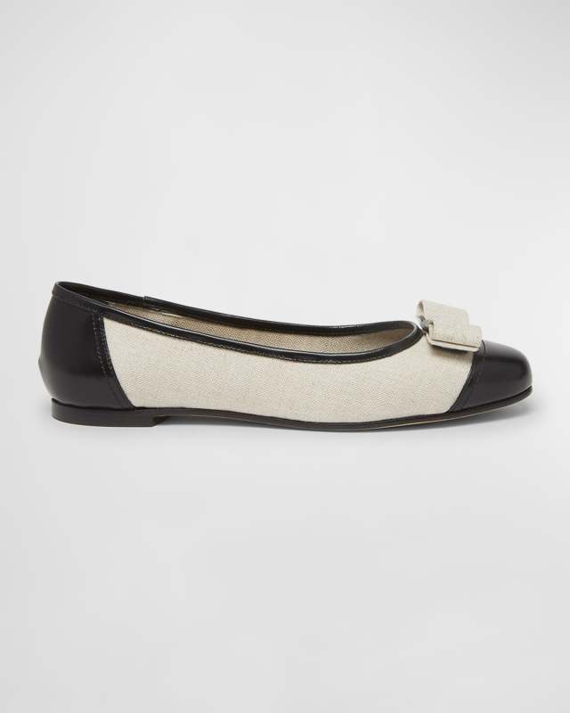 Varina Linen Bow Ballerina Flats