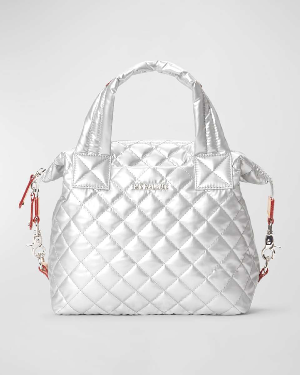 Sutton Deluxe Small Metallic Top-Handle Bag