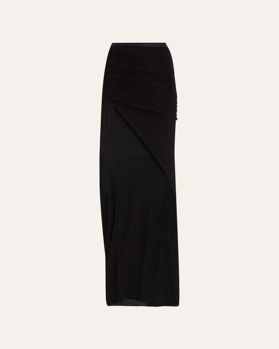 Side Slit Ruched Maxi Skirt