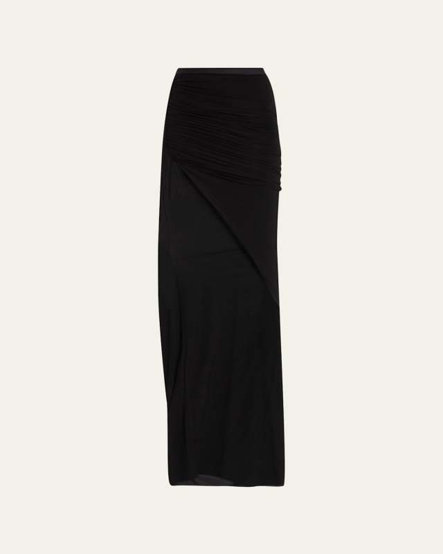 Side Slit Ruched Maxi Skirt