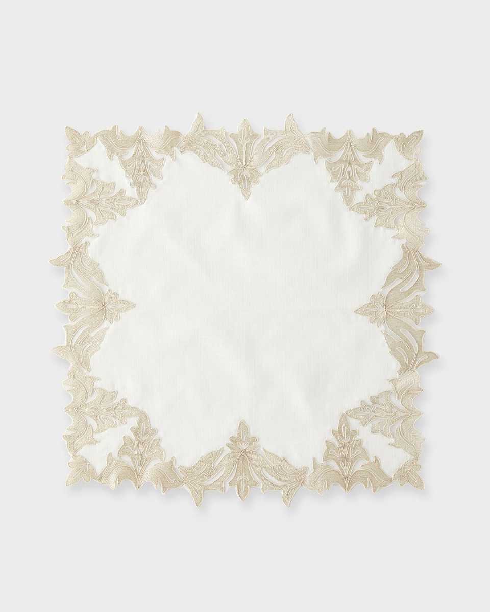 Hand-Embroidered Lace Linen Napkin