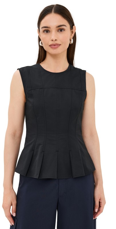 Proenza Schouler White Label Felix Top in Tech Cotton Black