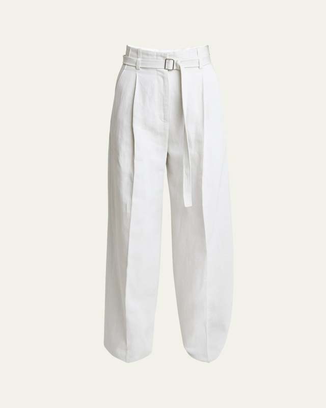 Dana Belted Cotton-Blend Suiting Puddle Pants