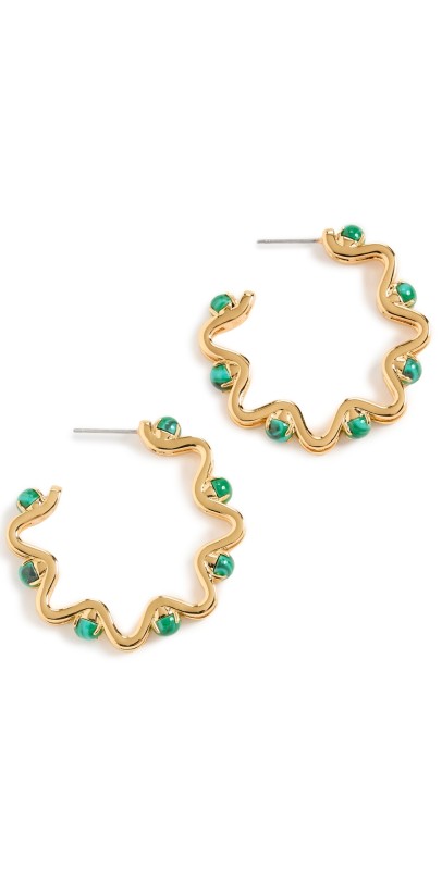 Lele Sadoughi Caterpillar Hoop Earrings Malachit