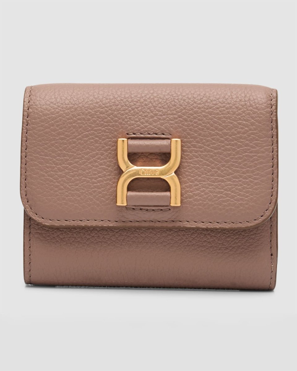 Marcie Square Flap Wallet in Grained Leather