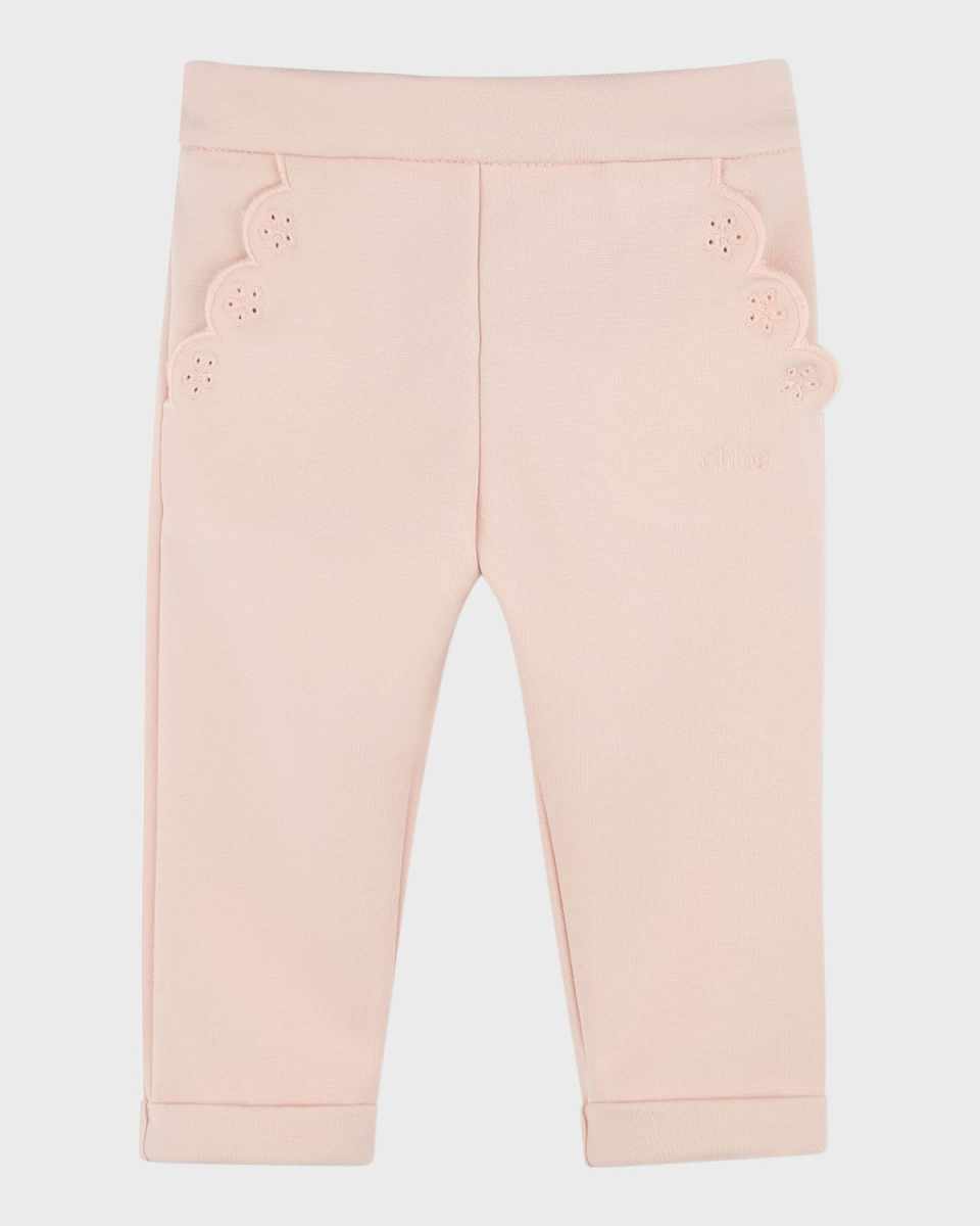 Girl's "Milano" Logo Embroidered Trousers, Size 6M-3