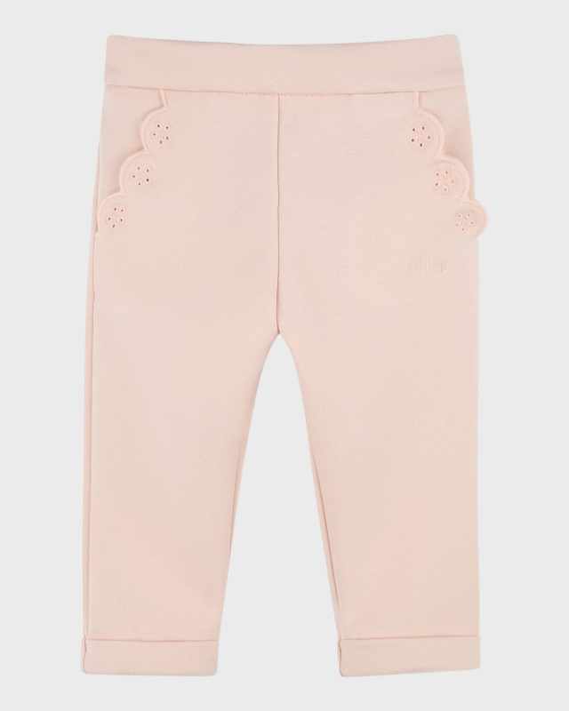 Girl's "Milano" Logo Embroidered Trousers, Size 6M-3