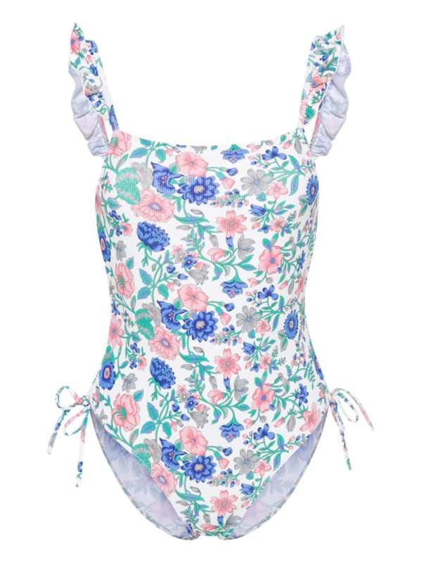 floral ruffled swimsuit