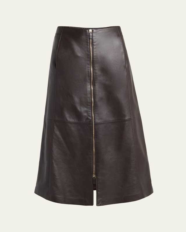 Zip-Up Leather Maxi Skirt