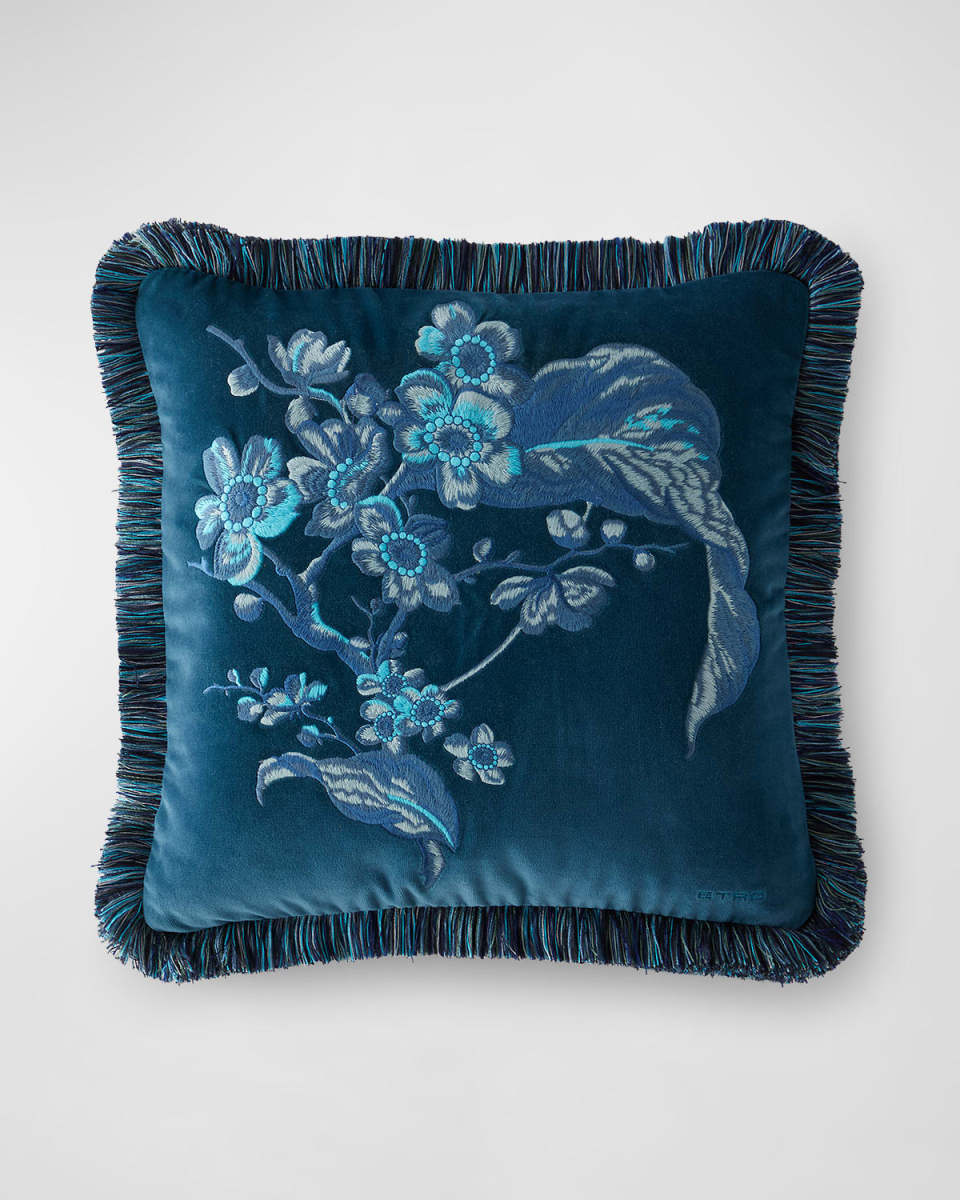 Peach Reversible Embroidered Pillow