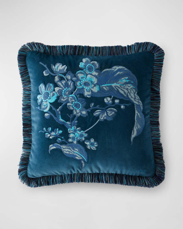 Peach Reversible Embroidered Pillow