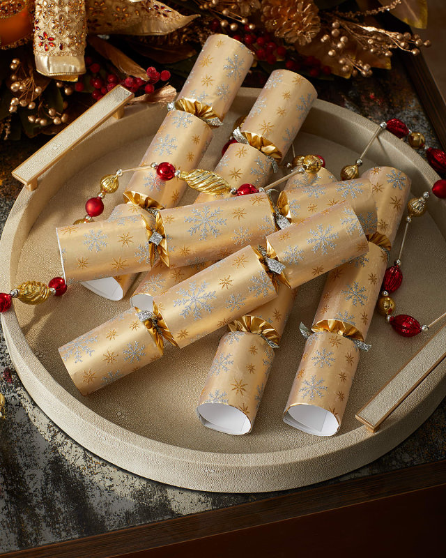 Glitter Snowflake Christmas Crackers, Set of 6