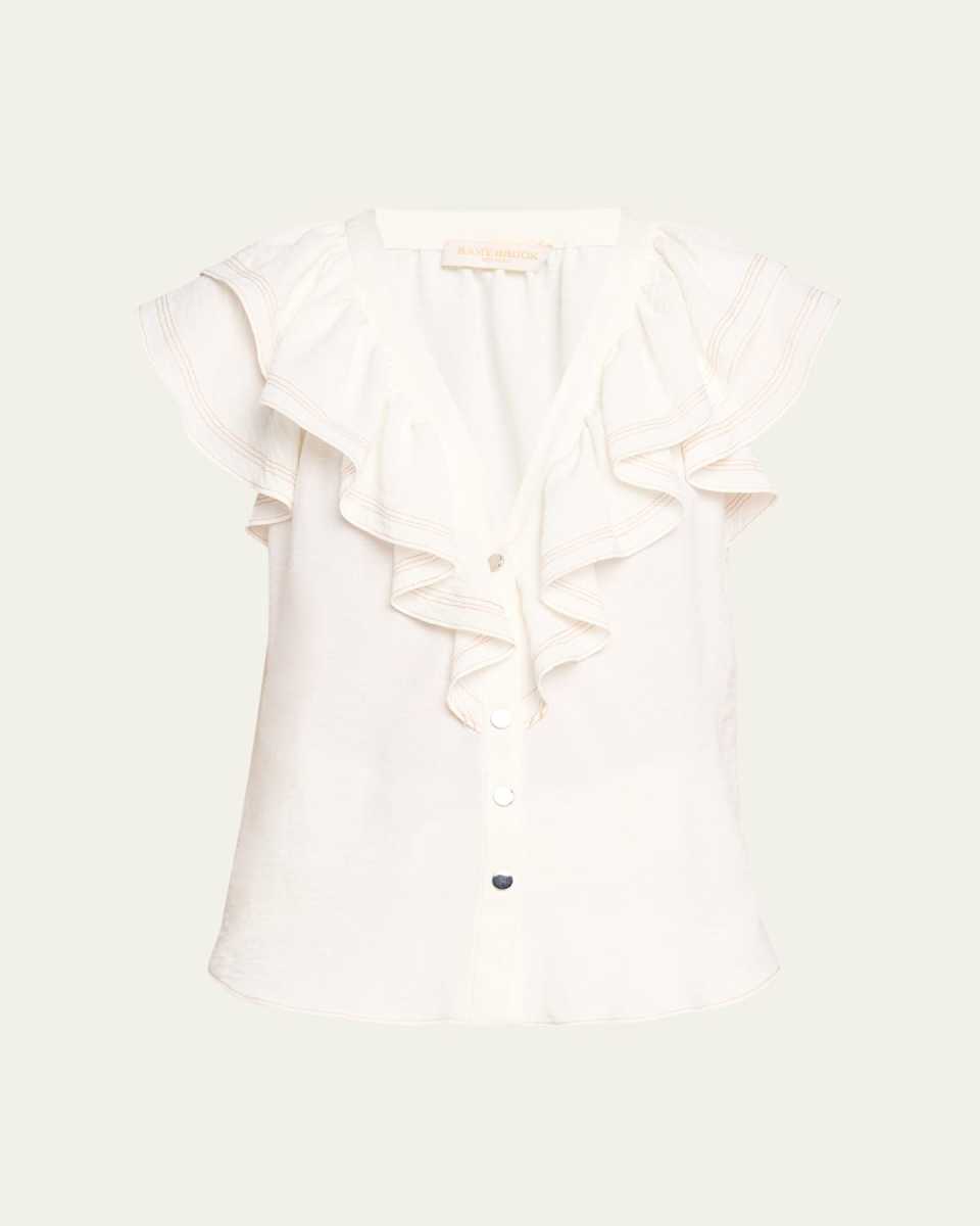 Lettie Ruffle Button-Front Blouse