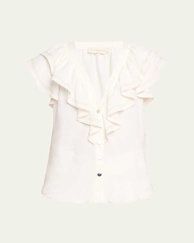 Lettie Ruffle Button-Front Blouse