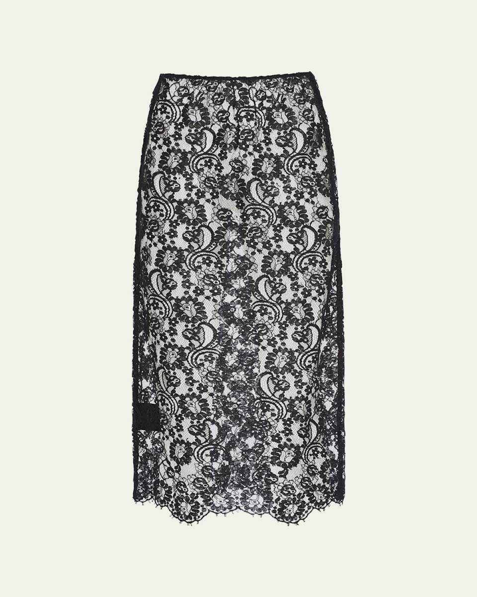 Lace Scallop Midi Skirt