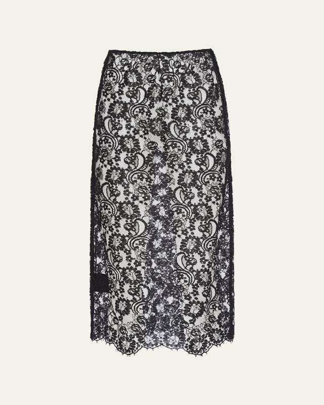 Lace Scallop Midi Skirt
