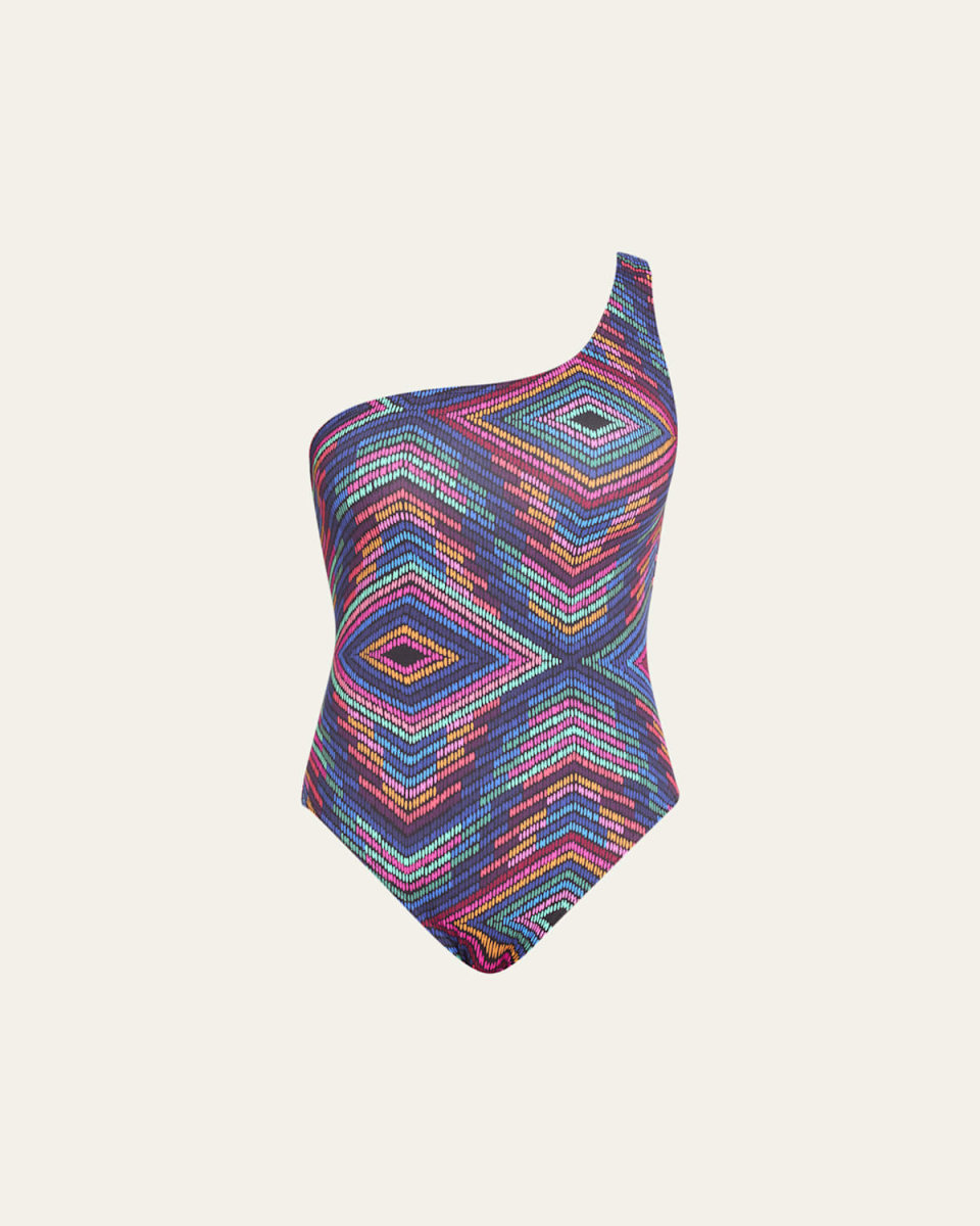 Printed Asymmetric One-Piece Swimsuit