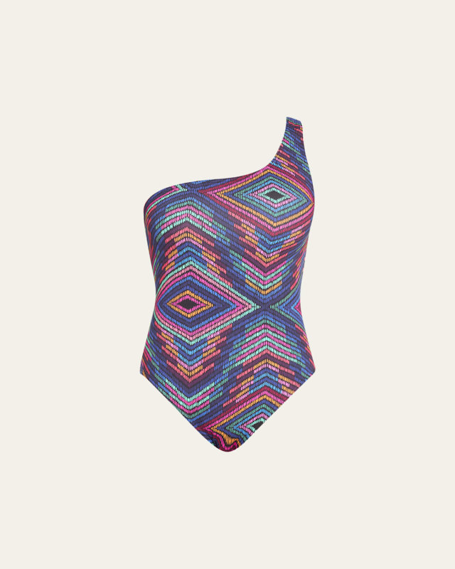 Printed Asymmetric One-Piece Swimsuit