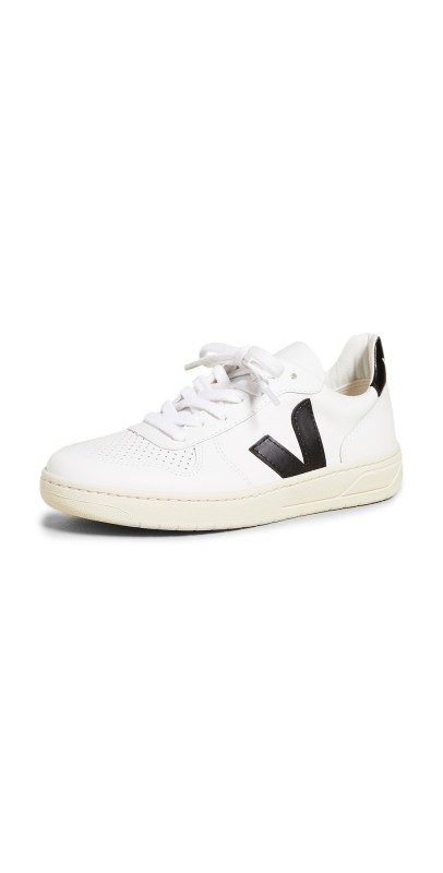 Veja V-10 Lace Up Sneakers Extra White/Black