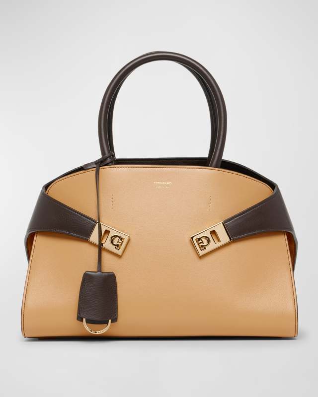 Small Hug Colorblock Leather Top-Handle Bag
