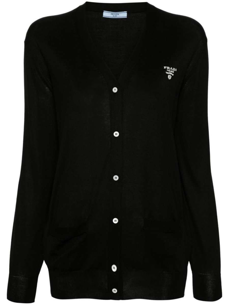 logo-jacquard cardigan
