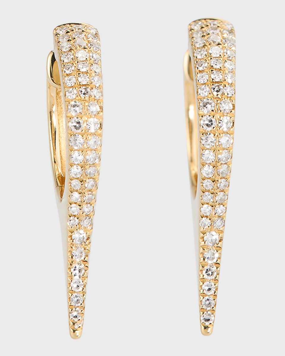 14K Gold Diamond Dagger Huggie Earrings