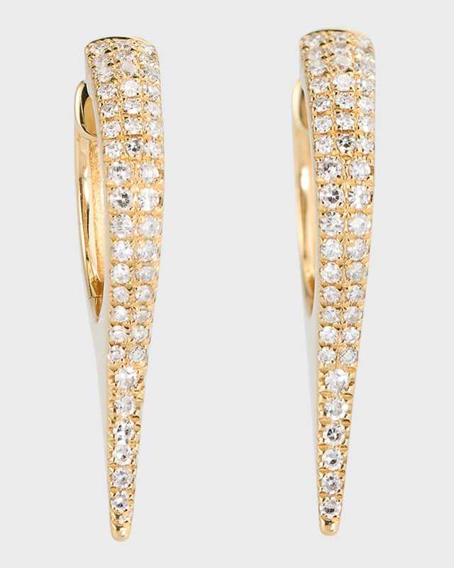 14K Gold Diamond Dagger Huggie Earrings
