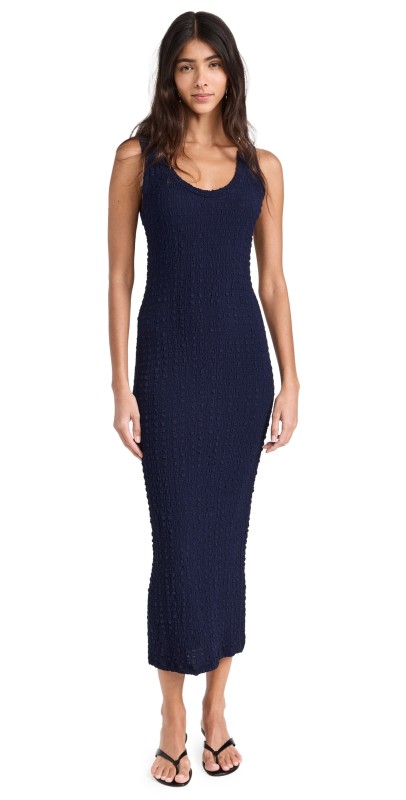 Enza Costa Puckered Tank Dress Evening Blue