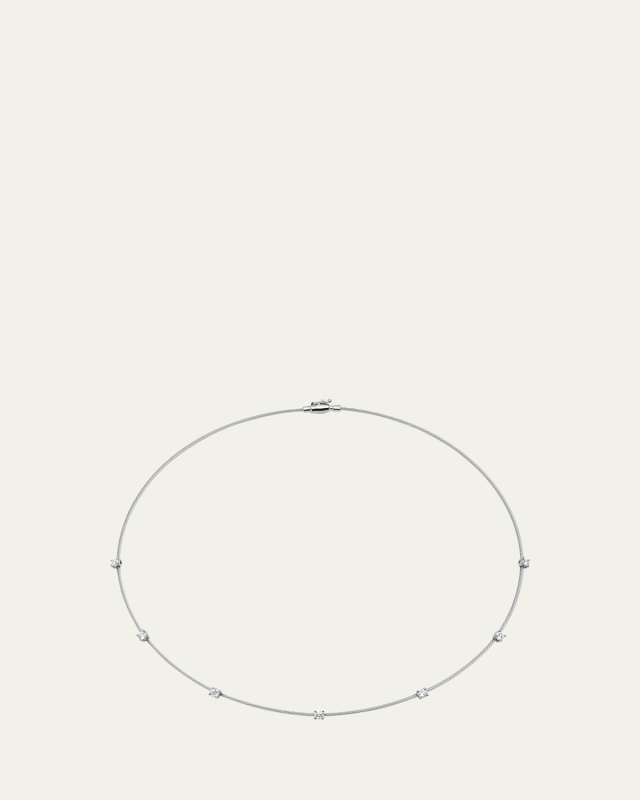 Unity Wire Necklace in 18k White Gold with 7 Diamonds