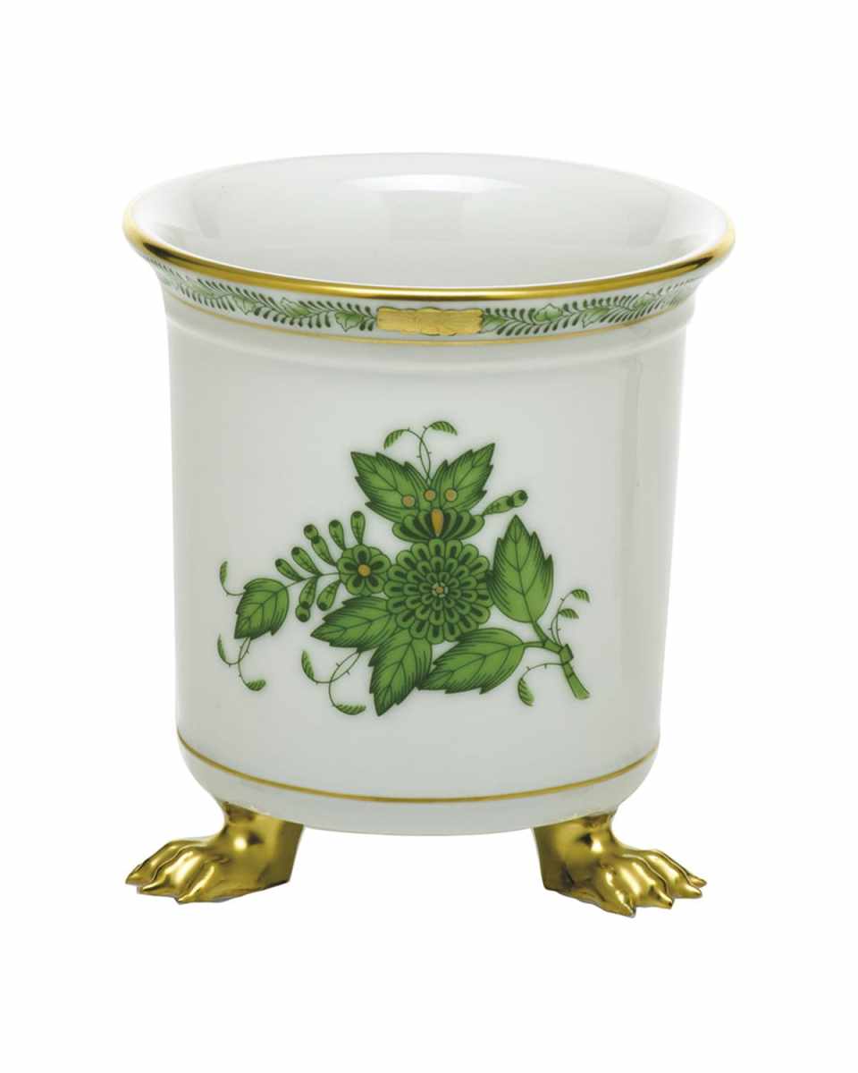 Chinese Bouquet Green Mini Cachepot wFeet