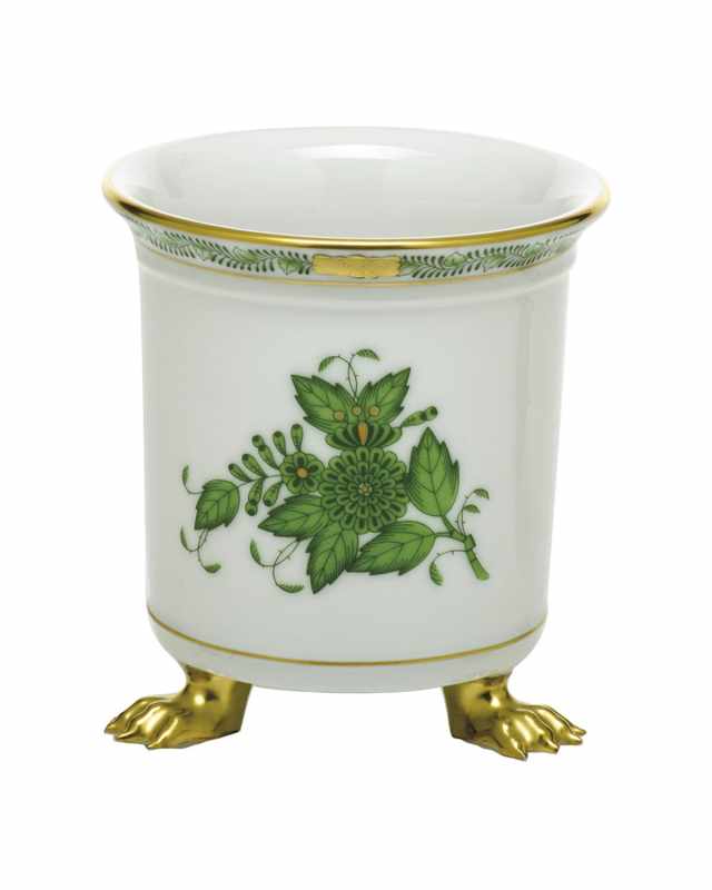 Chinese Bouquet Green Mini Cachepot wFeet