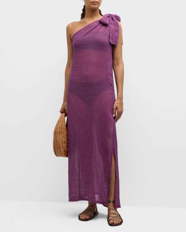 Sarong Gauze One-Shoulder Maxi Dress
