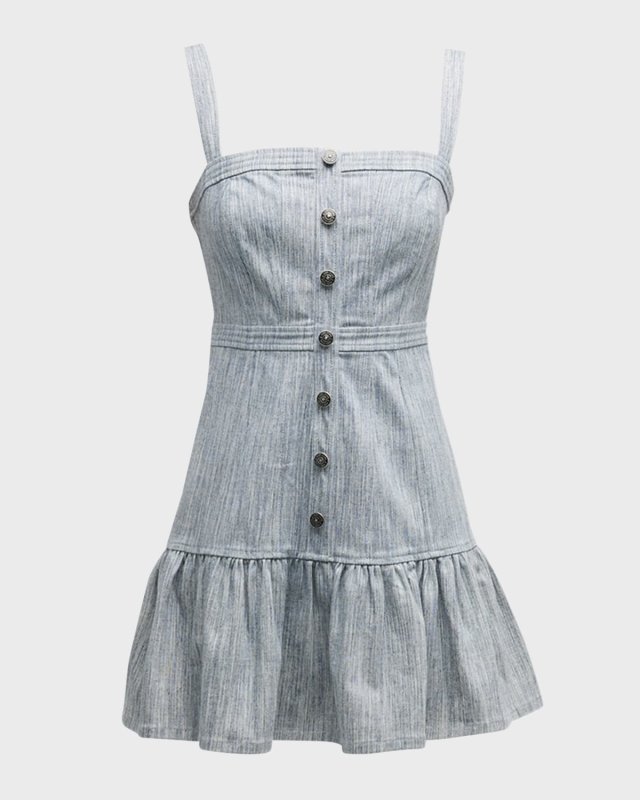 Mina Square-Neck Mini Pinafore Dress