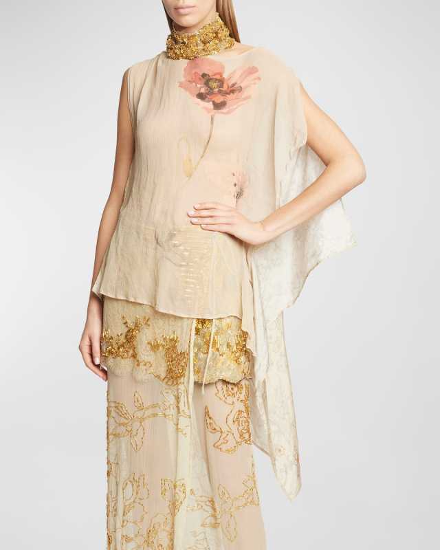 Clavier Embellished Asymmetric Blouse