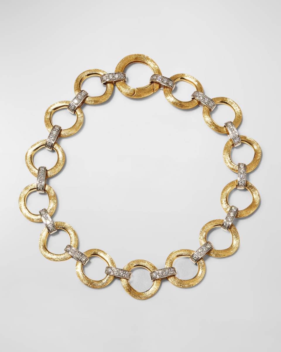 Jaipur Link 18K Yellow & White Gold Flat-Link Single Row Diamond Bracelet