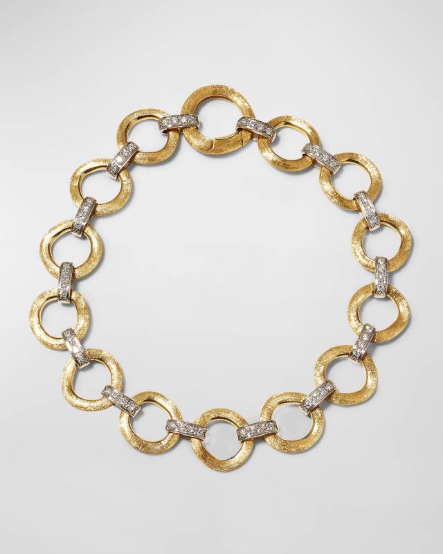Jaipur Link 18K Yellow & White Gold Flat-Link Single Row Diamond Bracelet