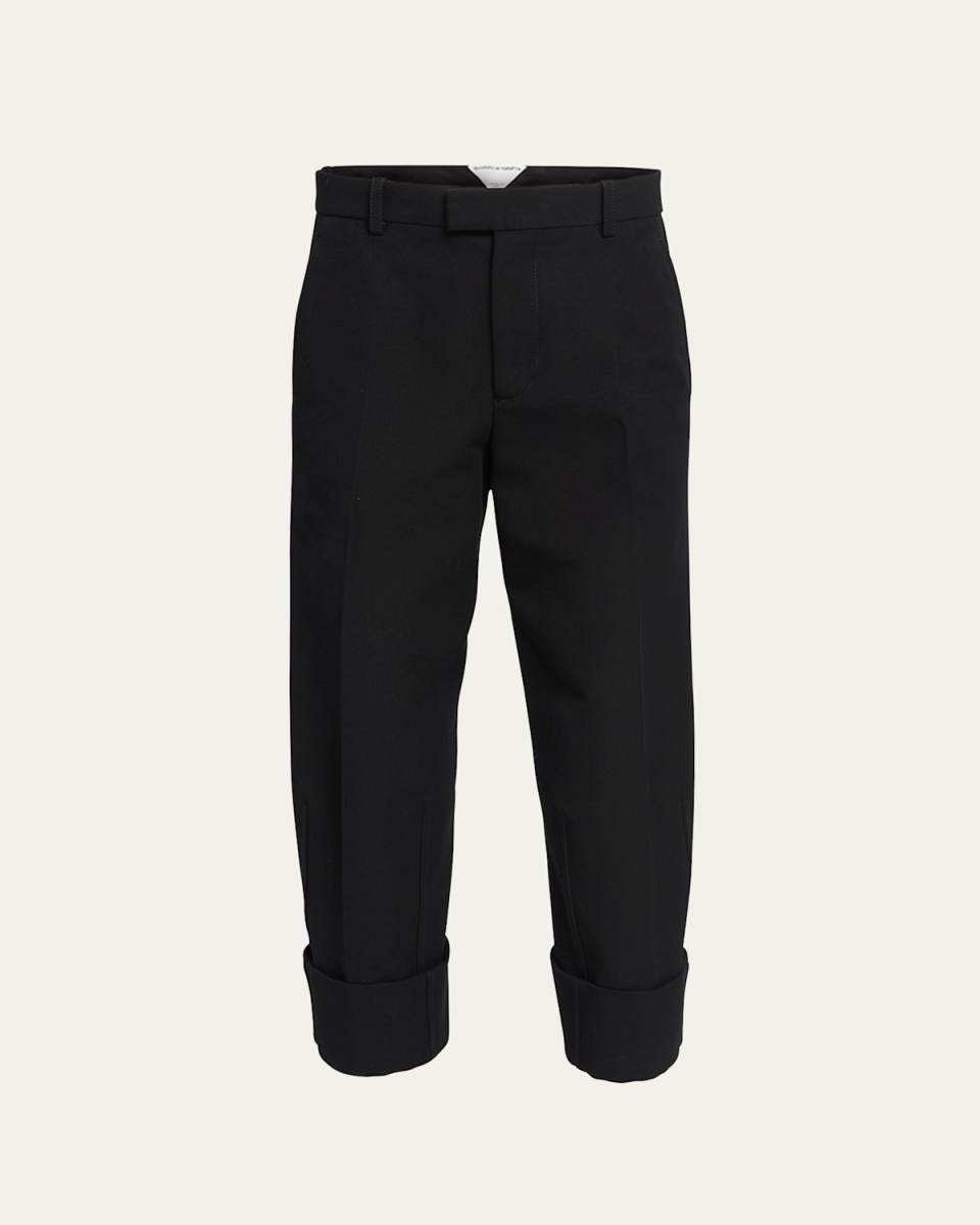 Cotton Ottoman Straight-Leg Trousers