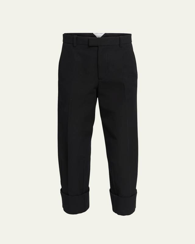 Cotton Ottoman Straight-Leg Trousers