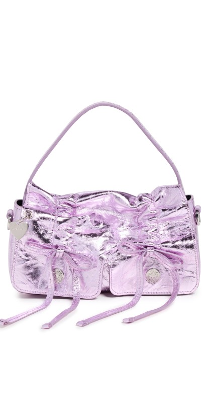 Acne Studios Multipocket Micro Crinkled Metallic Pouchette Lavender Purpl